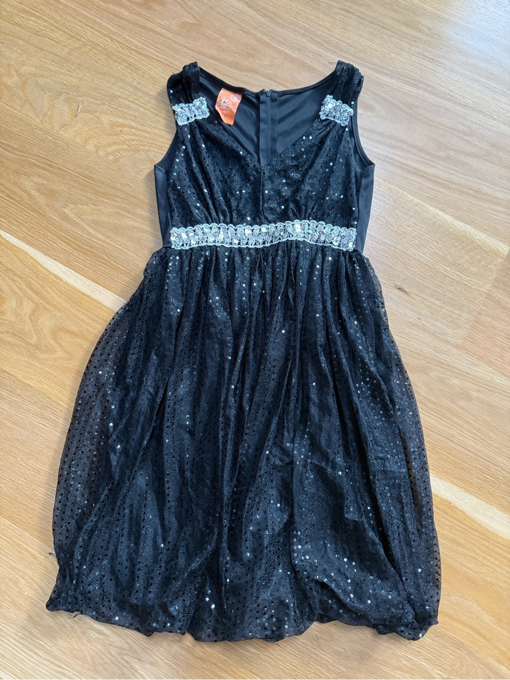 Black Sequin Party Dress with silver waistband Costume